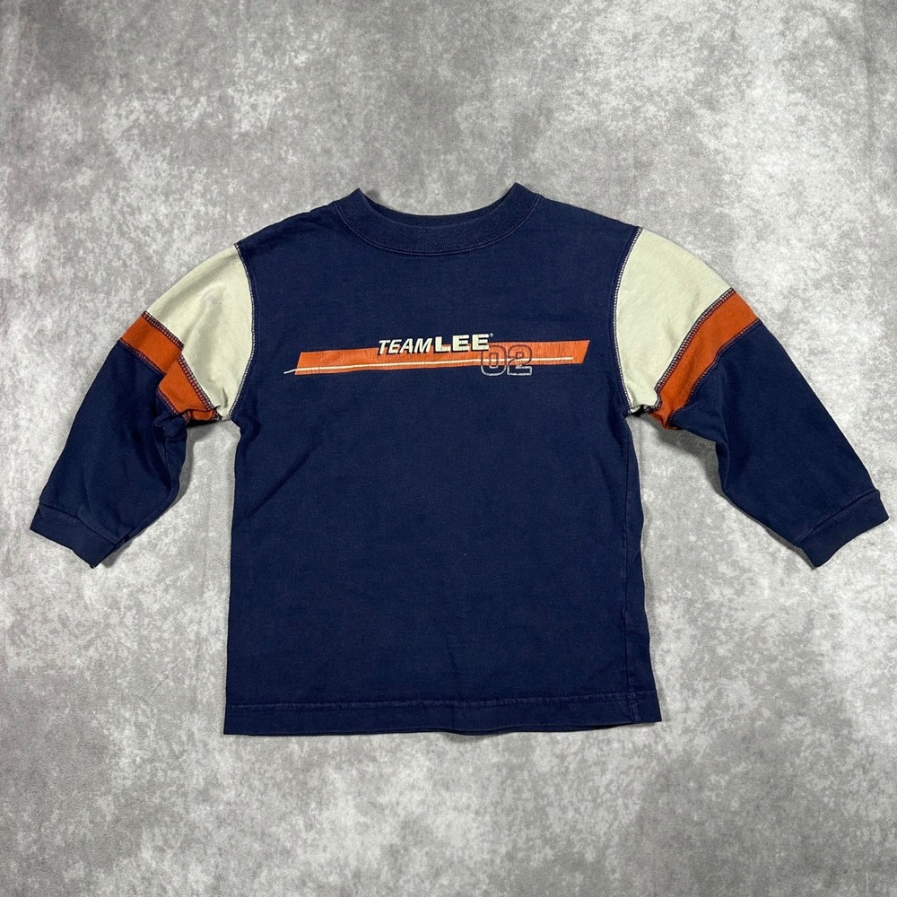 Vintage 90s Lee Kids Colorblock Team Lee 02 Long Sleeve Shirt Size 5T Retro